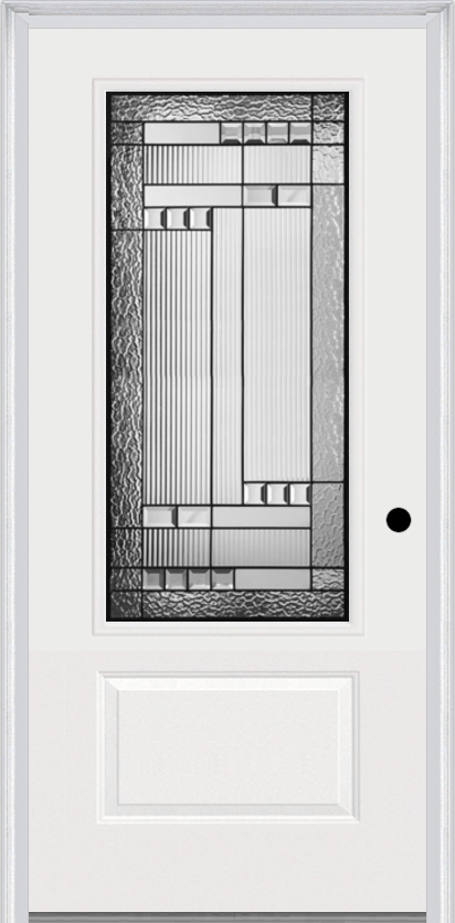 MMI 3/4 Lite 1 Panel 3'0" X 6'8" Fiberglass Smooth Metro Patina Decorative Glass Exterior Prehung Door 608