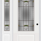MMI 3/4 Lite 1 Panel 6'8" Fiberglass Smooth Greenfield Oil Rubbed Bronze Exterior Prehung Door With 1 Greenfield Oil Rubbed Bronze 3/4 Lite Decorative Glass Sidelight 608