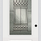 MMI 3/4 Lite 1 Panel 3'0" X 6'8" Fiberglass Smooth Paris Patina Decorative Glass Exterior Prehung Door 608