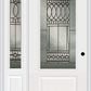 MMI 3/4 Lite 1 Panel 6'8" Fiberglass Smooth Paris Patina Exterior Prehung Door With 1 Paris Patina 3/4 Lite Decorative Glass Sidelight 608