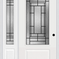 MMI 3/4 Lite 1 Panel 6'8" Fiberglass Smooth Pembrook Patina Exterior Prehung Door With 1 Pembrook Patina 3/4 Lite Decorative Glass Sidelight 608