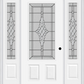 MMI 3/4 Lite 2 Panel 6'8" Fiberglass Smooth Grace Nickel Or Grace Patina Exterior Prehung Door With 2 Grace Nickel/Patina 3/4 Lite Decorative Glass Sidelights 607
