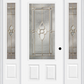 MMI 3/4 Lite 2 Panel 6'8" Fiberglass Smooth Nouveau Nickel Or Nouveau Patina Exterior Prehung Door With 2 Nouveau Brass/Nickel/Patina 3/4 Lite Decorative Glass Sidelights 607