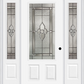 MMI 3/4 Lite 2 Panel 6'8" Fiberglass Smooth Nouveau Nickel Or Nouveau Patina Exterior Prehung Door With 2 Nouveau Brass/Nickel/Patina 3/4 Lite Decorative Glass Sidelights 607