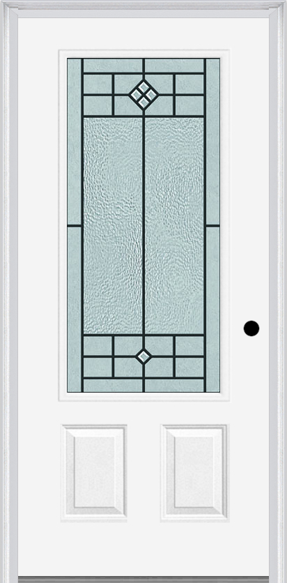 MMI 3/4 Lite 2 Panel 3'0" X 6'8" Fiberglass Smooth Beaufort Patina Decorative Glass Exterior Prehung Door 607