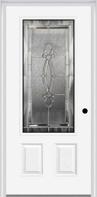 MMI 3/4 Lite 2 Panel 3'0" X 6'8" Fiberglass Smooth Belaire Zinc Decorative Glass Exterior Prehung Door 607