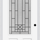 MMI 3/4 LITE 2 PANEL 3'0" X 6'8" FIBERGLASS SMOOTH COURTYARD NICKEL VEIN WROUGHT IRON DECORATIVE GLASS EXTERIOR PREHUNG DOOR 607