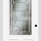 MMI 3/4 LITE 2 PANEL 3'0" X 6'8" FIBERGLASS SMOOTH EXPRESSIONS SATIN NICKEL DECORATIVE GLASS EXTERIOR PREHUNG DOOR 607