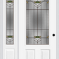 MMI 3/4 LITE 2 PANEL 6'8" FIBERGLASS SMOOTH GREENFIELD OIL RUBBED BRONZE EXTERIOR PREHUNG DOOR WITH 1 GREENFIELD OIL RUBBED BRONZE 3/4 LITE DECORATIVE GLASS SIDELIGHT 607