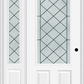 MMI 3/4 Lite 2 Panel 6'8" Fiberglass Smooth Harris Patina Exterior Prehung Door With 1 Harris Patina 3/4 Lite Decorative Glass Sidelight 607