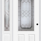 MMI 3/4 LITE 2 PANEL 6'8" FIBERGLASS SMOOTH MAJESTIC NICKEL EXTERIOR PREHUNG DOOR WITH 1 MAJESTIC NICKEL 3/4 LITE DECORATIVE GLASS SIDELIGHT 607