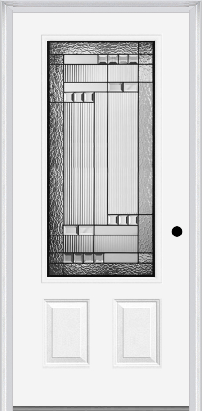 MMI 3/4 Lite 2 Panel 3'0" X 6'8" Fiberglass Smooth Metro Patina Decorative Glass Exterior Prehung Door 607