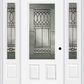MMI 3/4 Lite 2 Panel 6'8" Fiberglass Smooth Paris Patina Exterior Prehung Door With 2 Paris Patina 3/4 Lite Decorative Glass Sidelights 607