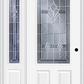 MMI 3/4 LITE 2 PANEL 6'8" FIBERGLASS SMOOTH RADIANT HUES NICKEL EXTERIOR PREHUNG DOOR WITH 1 RADIANT HUES NICKEL 3/4 LITE DECORATIVE GLASS SIDELIGHT 607