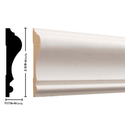 390 16' Primed Pine Chair Rail Molding (4-Value Pack)