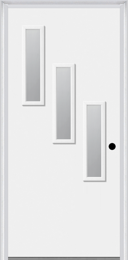 MMI 3 Lite Vertical Hinge/Stop Side 6'8" Fiberglass Smooth Clear Or Frosted Glass Exterior Prehung Door 842V3H Or 842V3S