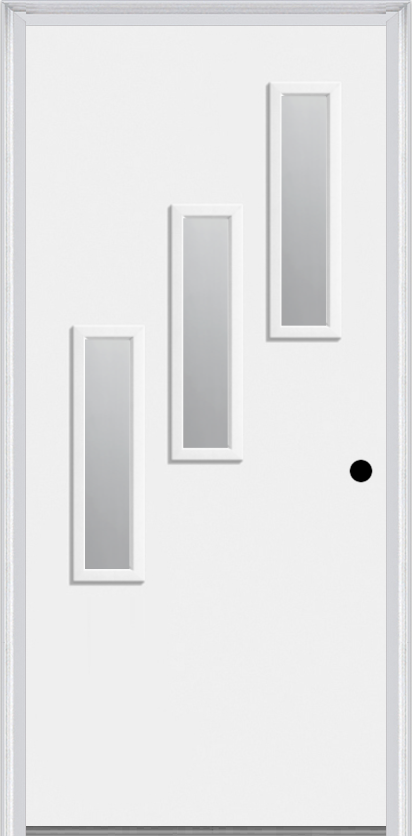 MMI 3 Lite Vertical Hinge/Stop Side 6'8" Fiberglass Smooth Clear Or Frosted Glass Exterior Prehung Door 842V3H Or 842V3S