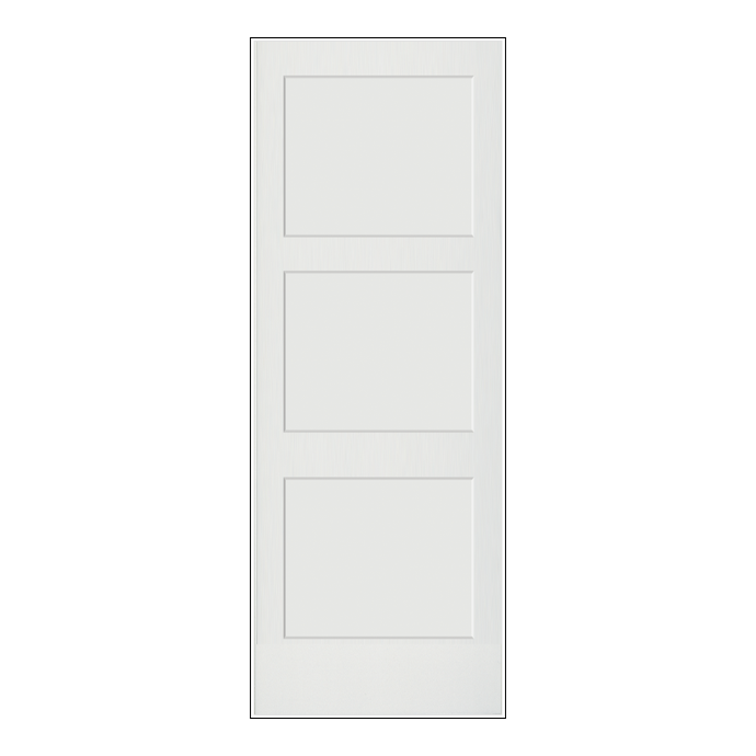 REEB 6'8 X 1-3/8 Or 1-3/4 3 Panel Equal Primed Flat Shaker Sticking Interior Door PR8730