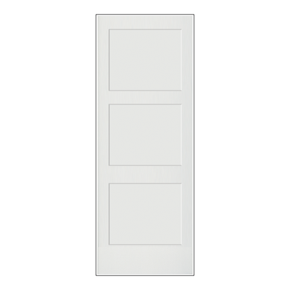 REEB 6'8 X 1-3/8 Or 1-3/4 3 Panel Equal Primed Flat Shaker Sticking Interior Door PR8730