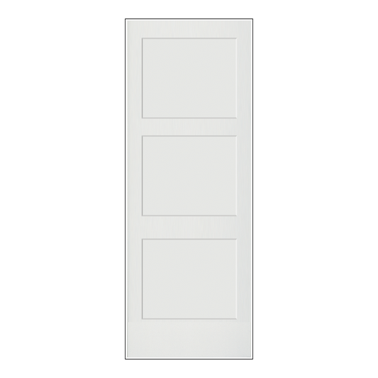 REEB 6'8 X 1-3/8 Or 1-3/4 3 Panel Equal Primed Flat Shaker Sticking Interior Door PR8730