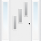 MMI 3 Lite Vertical Hinge/Stop Side 3'0" X 6'8" Fiberglass Smooth Clear Or Frosted Glass Exterior Prehung Door With 2 Craftsman Full Lite Low-E Sidelights 842V3H Or 842V3S
