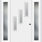 MMI 3 Lite Vertical Hinge/Stop Side 3'0" X 6'8" Fiberglass Smooth Clear Or Frosted Glass Exterior Prehung Door With 2 Craftsman Full Lite Low-E Sidelights 842V3H Or 842V3S