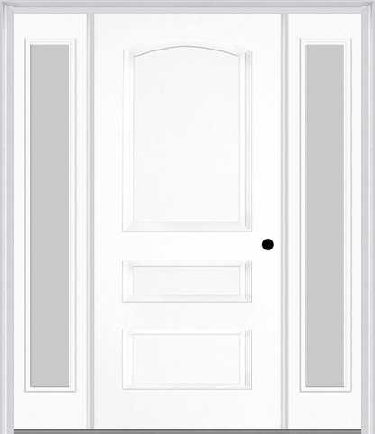 MMI 3 PANEL 3'0" X 6'8" FIBERGLASS SMOOTH EXTERIOR PREHUNG DOOR WITH 2 FULL LITE CLEAR OR PRIVACY/TEXTURED GLASS SIDELIGHTS 31