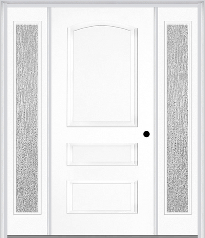 MMI 3 Panel 3'0" X 6'8" Fiberglass Smooth Exterior Prehung Door With 2 Full Lite Clear Or Privacy/Textured Glass Sidelights 31