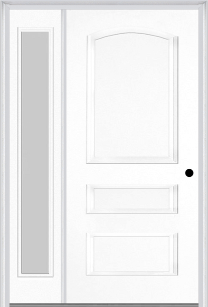 MMI 3 Panel 3'0" X 6'8" Fiberglass Smooth Exterior Prehung Door With 1 Full Lite Clear Or Privacy/Textured Glass Sidelight 31