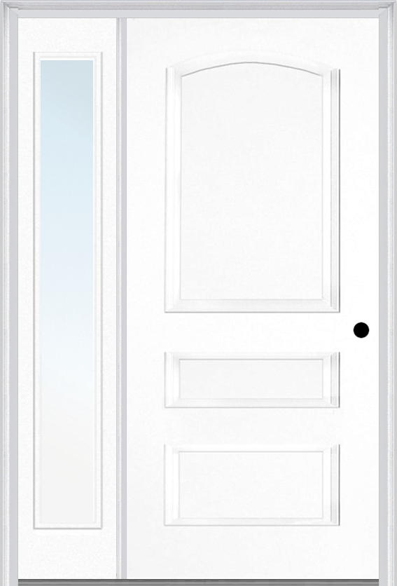 MMI 3 Panel 3'0" X 6'8" Fiberglass Smooth Exterior Prehung Door With 1 Full Lite Clear Or Privacy/Textured Glass Sidelight 31