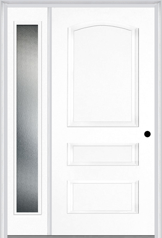 MMI 3 Panel 3'0" X 6'8" Fiberglass Smooth Exterior Prehung Door With 1 Full Lite Clear Or Privacy/Textured Glass Sidelight 31