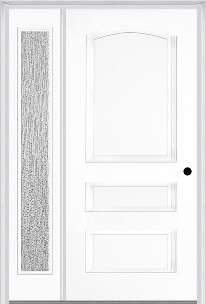 MMI 3 Panel 3'0" X 6'8" Fiberglass Smooth Exterior Prehung Door With 1 Full Lite Clear Or Privacy/Textured Glass Sidelight 31