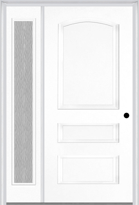 MMI 3 Panel 3'0" X 6'8" Fiberglass Smooth Exterior Prehung Door With 1 Full Lite Clear Or Privacy/Textured Glass Sidelight 31