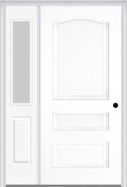 MMI 3 Panel 3'0" X 6'8" Fiberglass Smooth Exterior Prehung Door With 1 Half Lite Clear Or Privacy/Textured Glass Sidelight 31