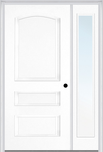 MMI 3 Panel 3'0" X 6'8" Fiberglass Smooth Exterior Prehung Door With 1 Full Lite Clear Or Privacy/Textured Glass Sidelight 31