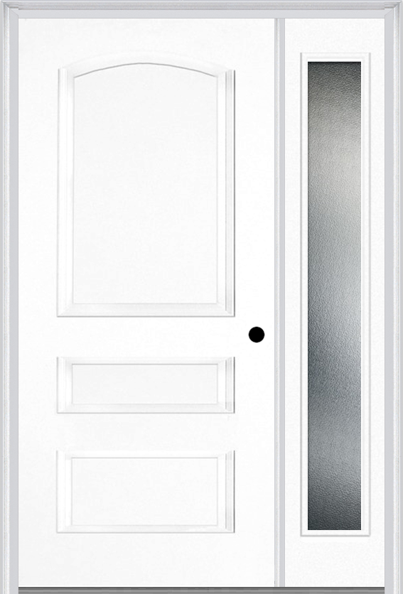 MMI 3 Panel 3'0" X 6'8" Fiberglass Smooth Exterior Prehung Door With 1 Full Lite Clear Or Privacy/Textured Glass Sidelight 31