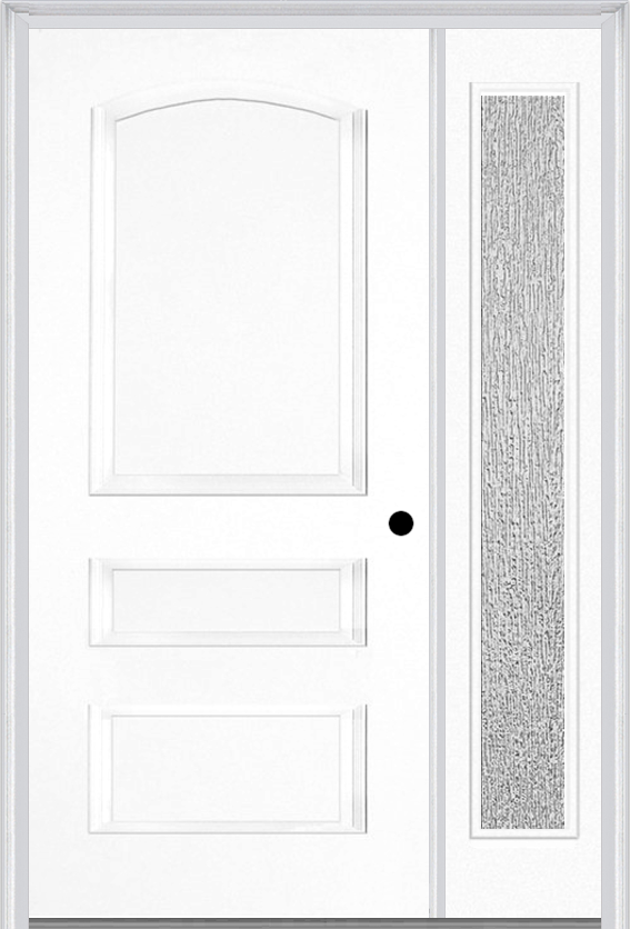 MMI 3 Panel 3'0" X 6'8" Fiberglass Smooth Exterior Prehung Door With 1 Full Lite Clear Or Privacy/Textured Glass Sidelight 31