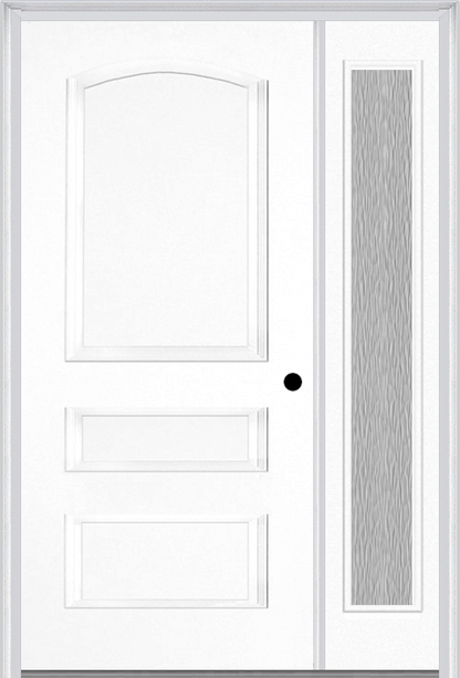 MMI 3 Panel 3'0" X 6'8" Fiberglass Smooth Exterior Prehung Door With 1 Full Lite Clear Or Privacy/Textured Glass Sidelight 31