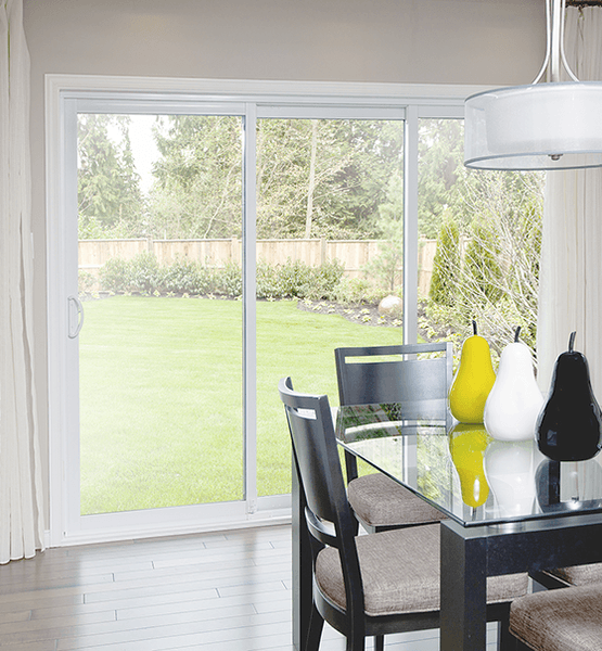 MI V3000 Series 12'0" X 8'0" Vinyl 3 Panel White Sliding/Gliding Clear Dual Pane HP Low-E Argon Tempered Glass Knocked Down Patio Door 1617 Grilles/Screen Optional