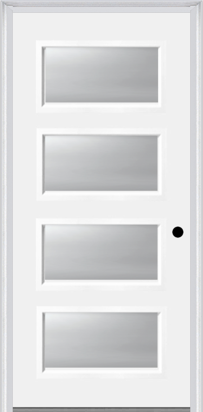 MMI 4 Lite 6'8" Fiberglass Smooth Clear Or Frosted Glass Exterior Prehung Door 651H4