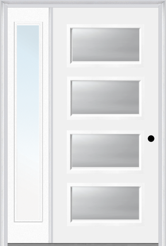 MMI 4 Lite 3'0" X 6'8" Fiberglass Smooth Clear Or Frosted Glass Exterior Prehung Door With 1 Craftsman Full Lite Low-E Sidelight 651H4