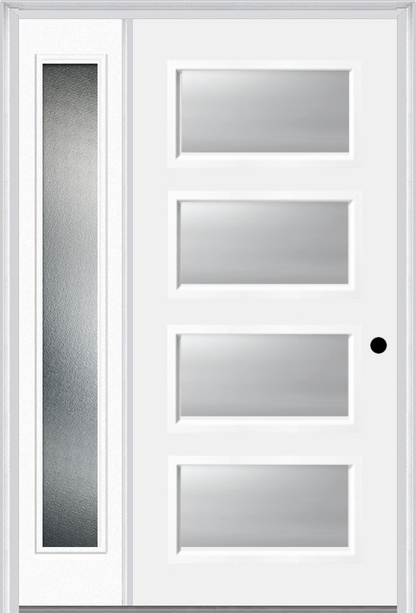 MMI 4 Lite 3'0" X 6'8" Fiberglass Smooth Clear Or Frosted Glass Exterior Prehung Door With 1 Craftsman Full Lite Low-E Sidelight 651H4