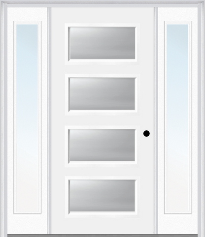 MMI 4 Lite 3'0" X 6'8" Fiberglass Smooth Clear Or Frosted Glass Exterior Prehung Door With 2 Craftsman Full Lite Low-E Sidelights 651H4