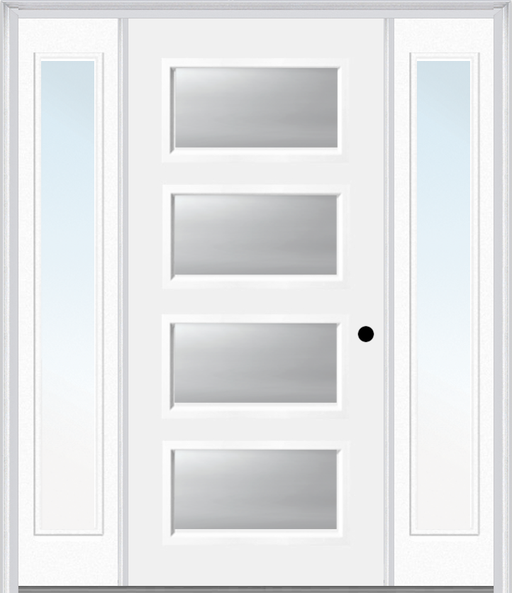 MMI 4 Lite 3'0" X 6'8" Fiberglass Smooth Clear Or Frosted Glass Exterior Prehung Door With 2 Craftsman Full Lite Low-E Sidelights 651H4