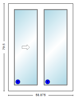 MI V3000 Series 5'0" X 6'8" Vinyl Sliding/Gliding Clear Tempered Dual Pane Low-E Argon Glass 2 Panel Setup Patio Door 1615 Grilles/Screen Optional