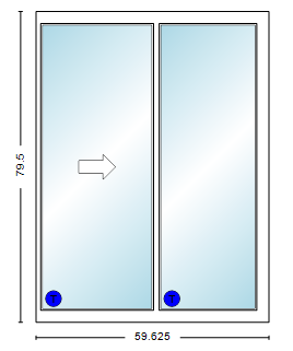 MI V2000 Series 5'0" X 6'8" Vinyl Sliding/Gliding Clear Low-E Argon Tempered Dual Pane Glass 2 Panel Patio Door 910 Colors/Grilles/Screen/Handicapped Sill Options