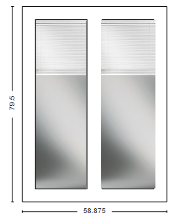 MI V3000 Series 5'0" X 6'8" Vinyl Sliding/Gliding Low-E Dual Pane Clear Tempered Glass 2 Panel White Setup Patio Door With Rise/Lower Blinds/Shades Between The Glass 1615 Screen Optional