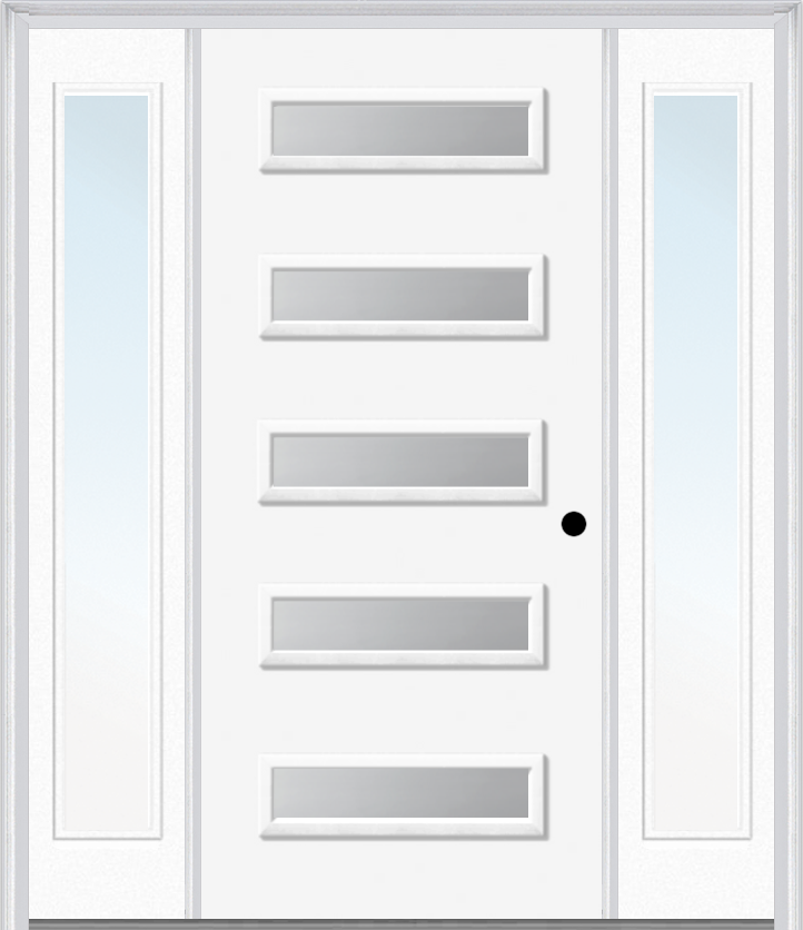 MMI 5 Lite 3'0" X 6'8" Fiberglass Smooth Clear Or Frosted Glass Exterior Prehung Door With 2 Craftsman Full Lite Low-E Sidelights 842H5