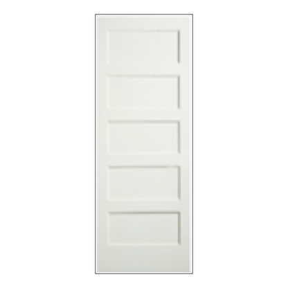 REEB 6'8 X 1-3/8 OR 1-3/4 5 Panel Equal Primed Flat Shaker Sticking Interior Door PR8755