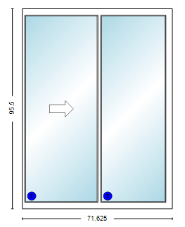 MI V2000 Series 6'0" X 8'0" Vinyl Sliding/Gliding Clear Low-E Argon Tempered Dual Pane Glass 2 Panel Patio Door 910 Colors/Grilles/Screen/Handicapped Sill Options